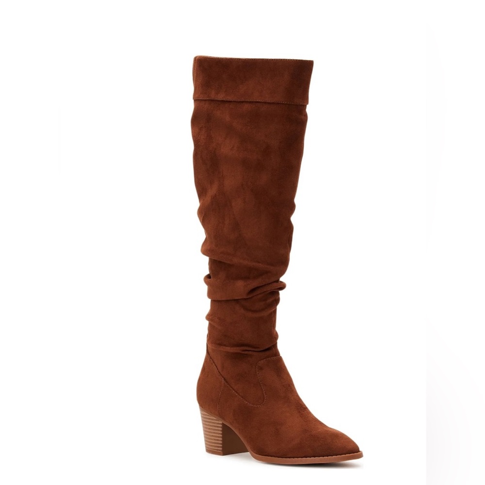 Time And Tru Brown Faux Suede Tall Slouch Boots Women Size 11 New With Tags